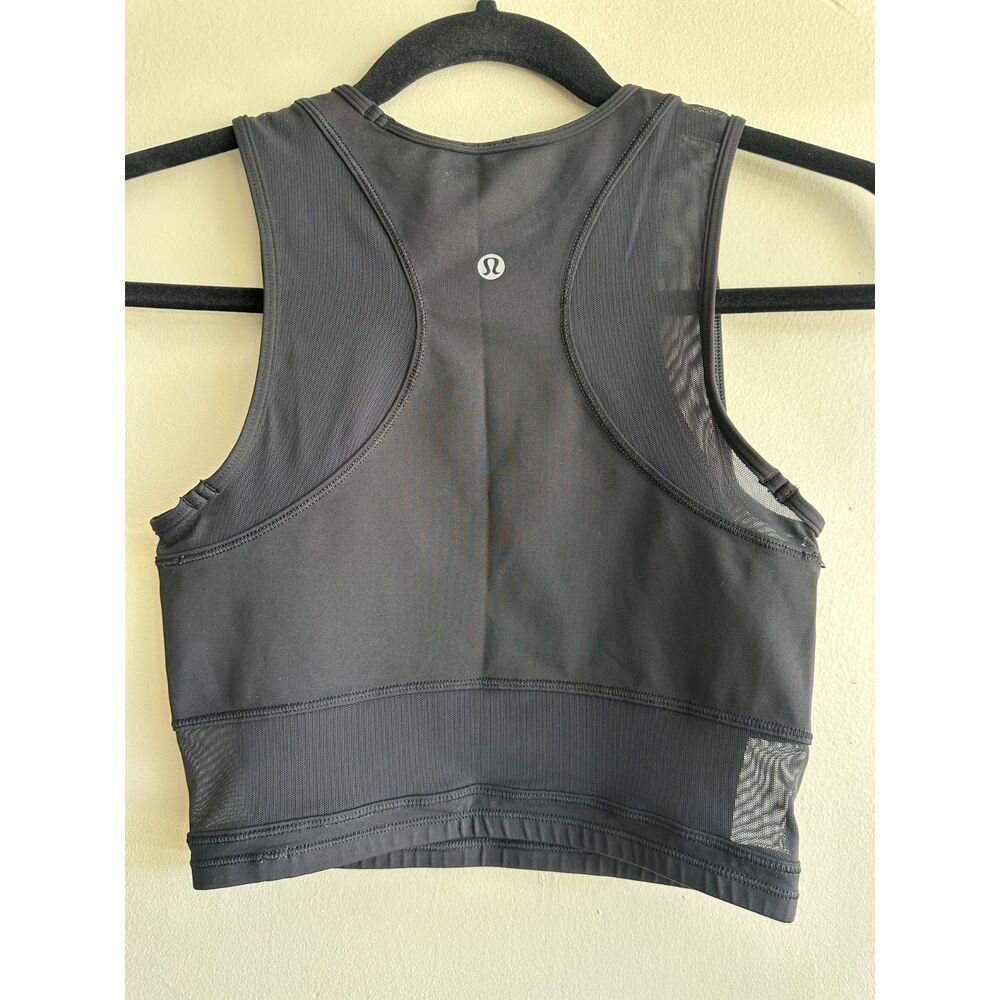 Lululemon Black Cropped Mesh Panel Tank Top Women’s Size S/M Athletic Yoga